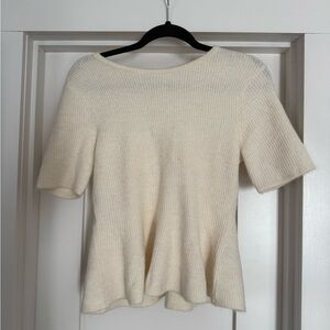 H&M Cream Ribbed Knit Top